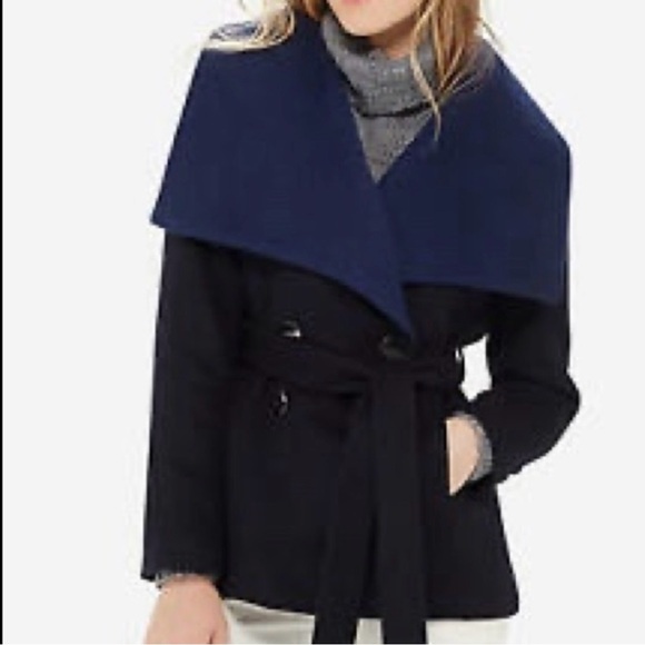The Limited Jackets & Blazers - NWT $229 LTD Luxe Collection Navy Shawl Collar Peacoat Limited 
Sz S